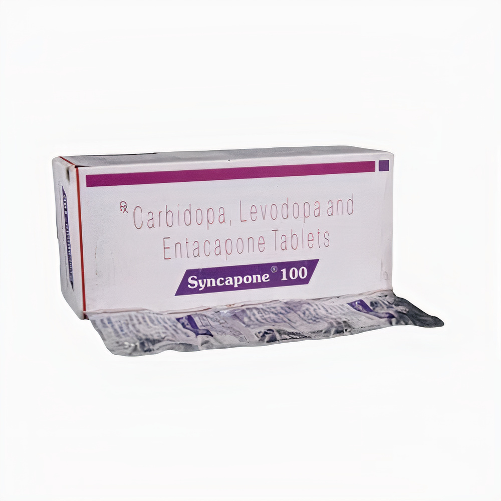 Syncapone 100 Tablet (Levodopa 100mg+ Carbidopa 25mg+ Entacapone 200mg))