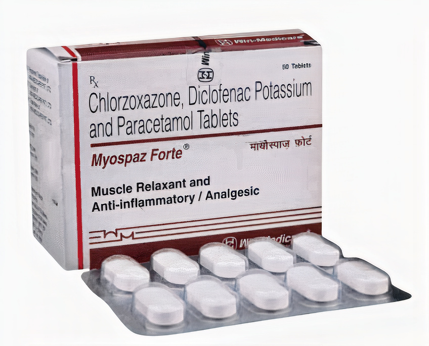 Myospaz Forte Tablet (Chlorzoxazone 500mg + Diclofenac 50mg + Paracetamol 325mg)