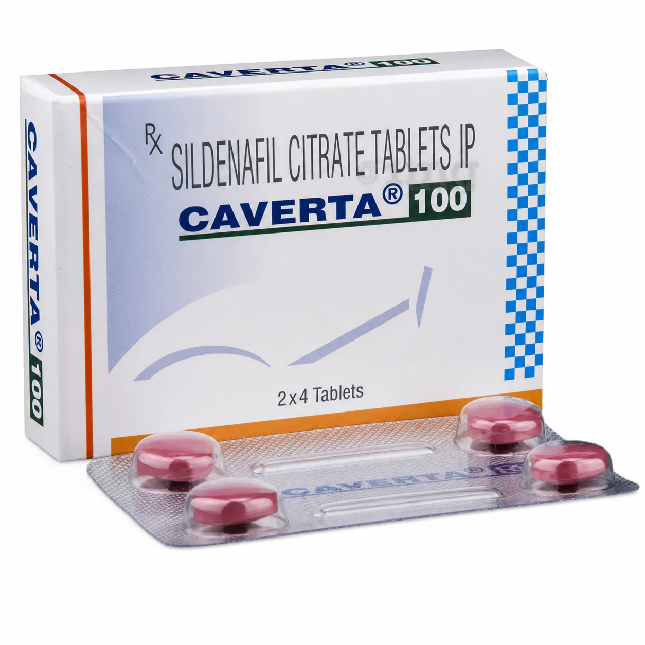 caverta-100-enhanced-optimized Caverta 100 (Sildenafil Citrate 100 mg) box and blister pack